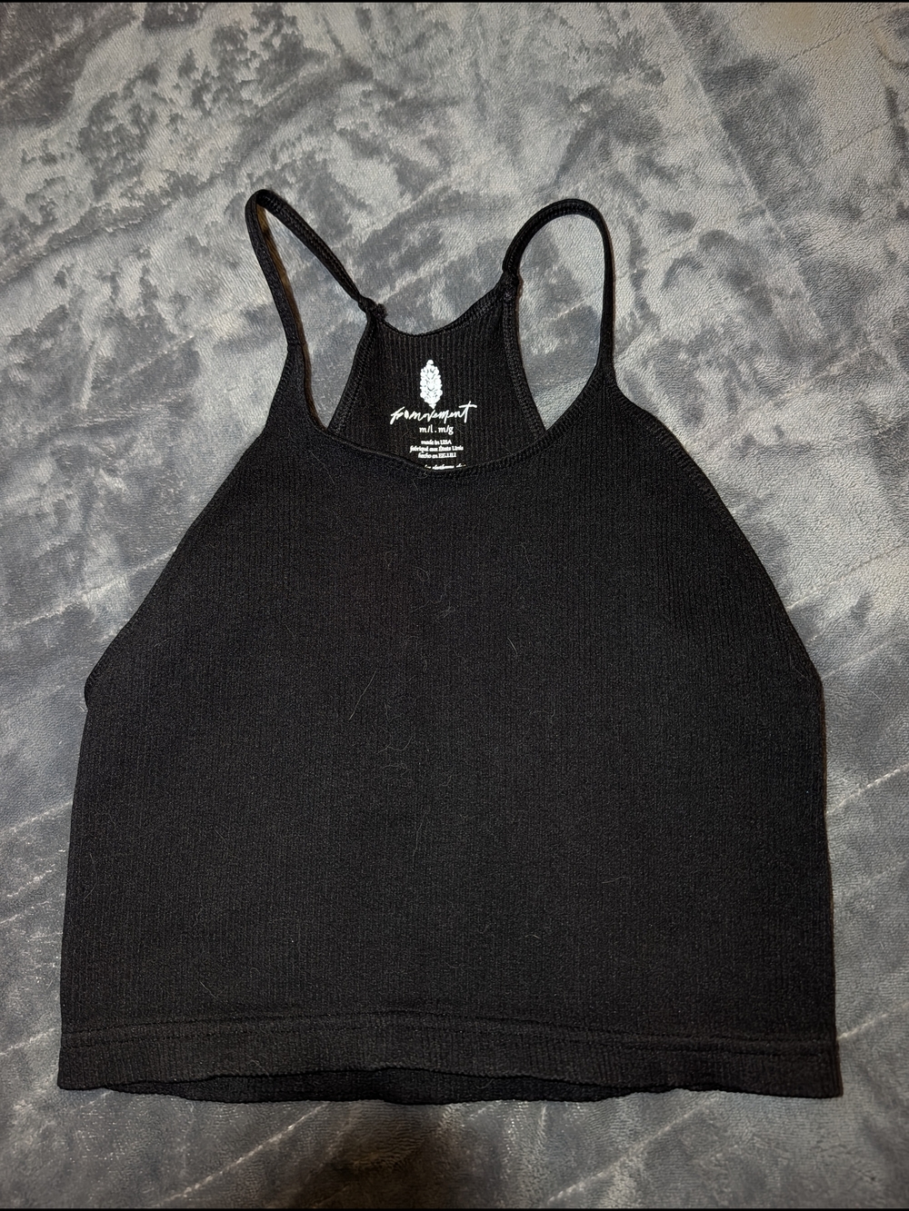 FP Movement by Free People Womens Black Rib Racerback Crop Tank M/L Stretch Gym - Picture 1 of 5